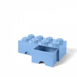 LEGO® úložný box 8 s šuplíky světle modrý
