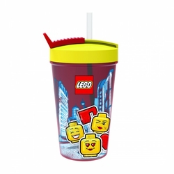 LEGO® ICONIC Girl kelímek s brčkem - žlutá/červená 